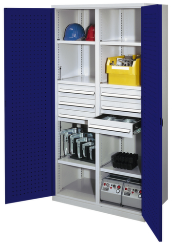 Kappes Armoire robuste en panneaux perforés RasterPlan® extra profonds + avec cloison centrale, 6 tiroir(s)