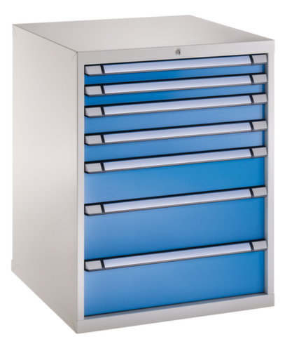 Armoire à tiroirs, 7 tiroir(s), RAL7035 gris clair/RAL 5012 bleu clair