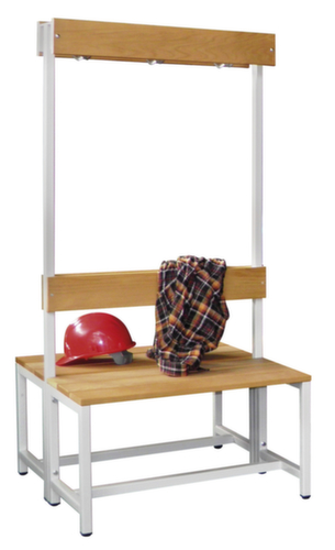 PAVOY Banc de vestiaire Basis gris clair avec crochets et bandes de bois