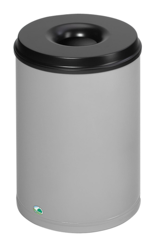 VAR Corbeille à papier avec tête étouffoir, 50 l, argent rotax, partie supérieure noir