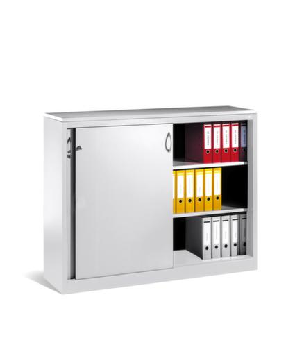 C+P Armoire à portes coulissantes pour bureau ERGO gris clair avec plateau supérieur