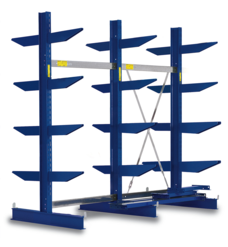 Rayonnage cantilever, bilatéral - possibilité d’installation flexible librement dans la pièce, hauteur 1980 mm, 5 niveaux