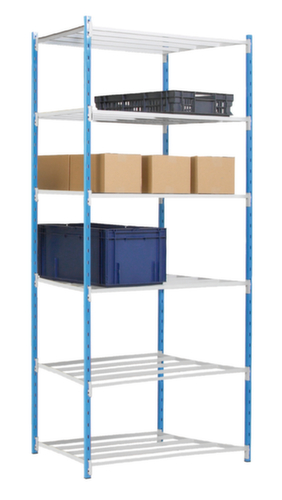 Manorga rayonnages sans vis pour une utilisation des deux côtés, hauteur x largeur x profondeur 2500 x 1266 x 800 mm, 6 tablettes