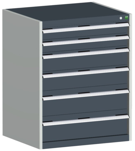 bott Armoire à tiroirs cubio surface de base 800x750 mm, 6 tiroir(s), RAL7035 gris clair/RAL7016 gris anthracite