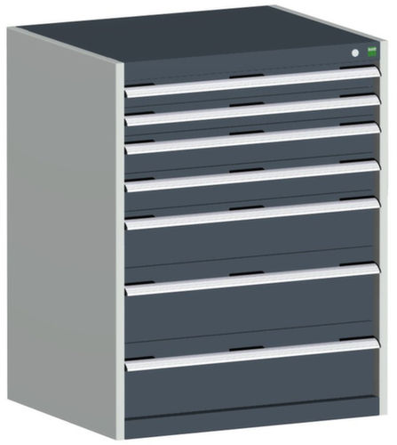 bott Armoire à tiroirs cubio surface de base 800x750 mm, 7 tiroir(s), RAL7035 gris clair/RAL7016 gris anthracite