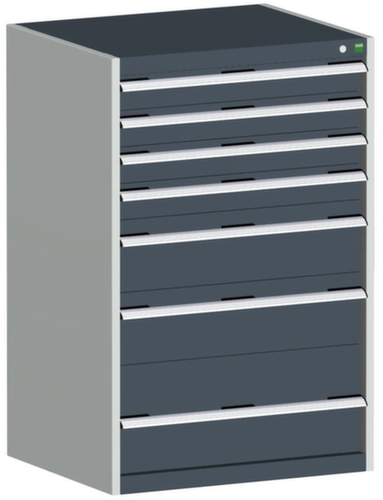 bott Armoire à tiroirs cubio surface de base 800x750 mm, 7 tiroir(s), RAL7035 gris clair/RAL7016 gris anthracite