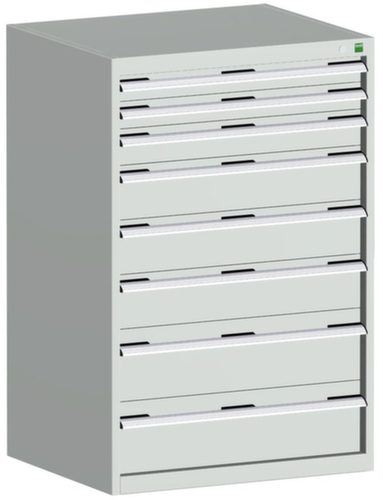 bott Armoire à tiroirs cubio surface de base 800x750 mm, 8 tiroir(s), RAL7035 gris clair/RAL7035 gris clair