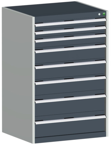 bott Armoire à tiroirs cubio surface de base 800x750 mm, 8 tiroir(s), RAL7035 gris clair/RAL7016 gris anthracite