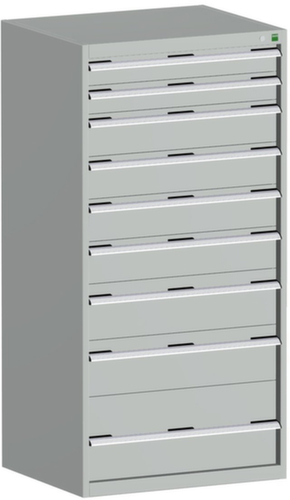 bott Armoire à tiroirs cubio surface de base 800x750 mm, 9 tiroir(s), RAL7035 gris clair/RAL7035 gris clair