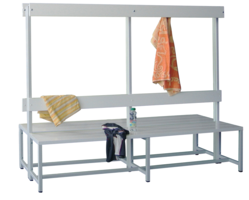 PAVOY Banc de vestiaire Basis RAL7035 avec crochets et bandes en plastique