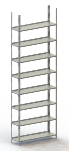 META Etagère à dossiers à visser pour une utilisation des deux côtés, 8 tablettes, RAL7035 gris clair
