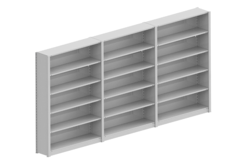 META Rayonnage de bureau avec paroi arrière, largeur 3818 mm, 5 HC, RAL7035 gris clair