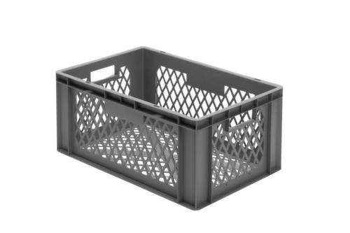 Bac gerbable norme Europe parois + fond ajourés, gris, capacité 51 l