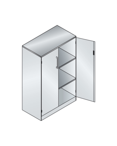 C+P Armoire à portes battantes Asisto, 3 hauteurs des classeurs, RAL9006 aluminium blanc/érable