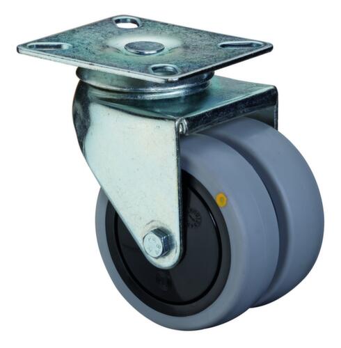 BS-ROLLEN Roue double pivotante, force 70 kg, caoutchouc bandage