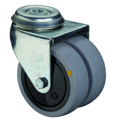 BS-ROLLEN Roue double pivotante, force 80 kg, caoutchouc bandage