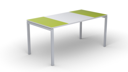Ecrire le kitsch easyDesk en bicolore, piètement 4 pieds, largeur 1600 mm, vert/blanc/blanc