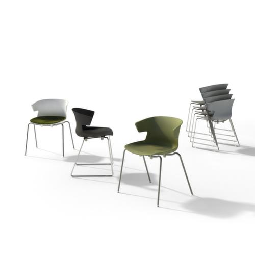 Quadrifoglio Chaise coque en plastique COVE avec piètement à patins, gris