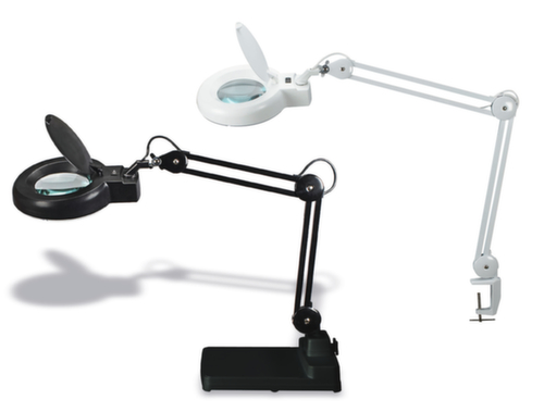 MAUL Lampe loupe à DEL MAULviso à tête ronde, lumière blanc froid (blanc lumière du jour), blanc
