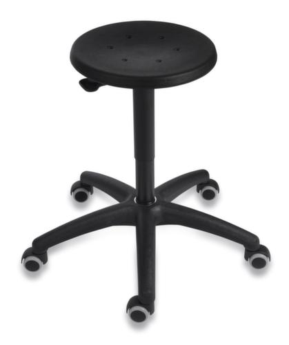 Tabouret pivotant, assise noir, roulettes