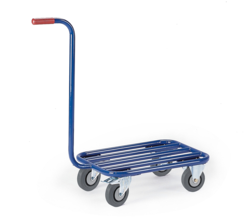 Rollcart Rouleau à poignée avec plate-forme de chargement en acier tubulaire, force 200 kg, 2 roulettes pivotantes et 2 roulettes fixes