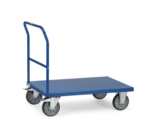 fetra Chariot à poignée de poussée MULTIVARIO avec surface de chargement en acier, force 600 kg, plateau longueur x largeur 1000 x 700 mm