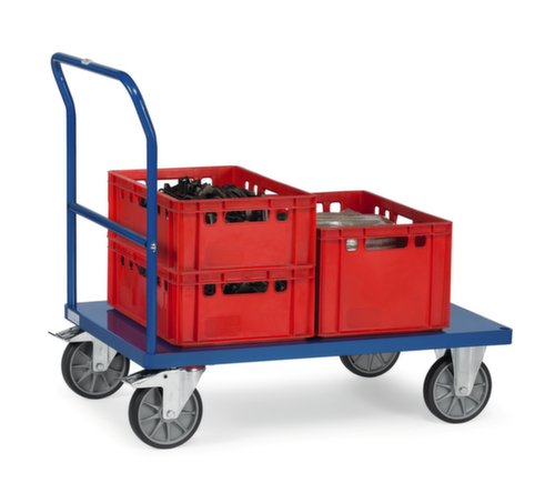 fetra Chariot à poignée de poussée MULTIVARIO avec surface de chargement en acier, force 600 kg, plateau longueur x largeur 1000 x 700 mm