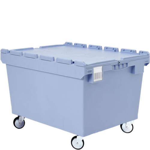 BITO Cuve rectangulaire mobile avec double fond, capacité 151 l, bleu, couvercle rabattable