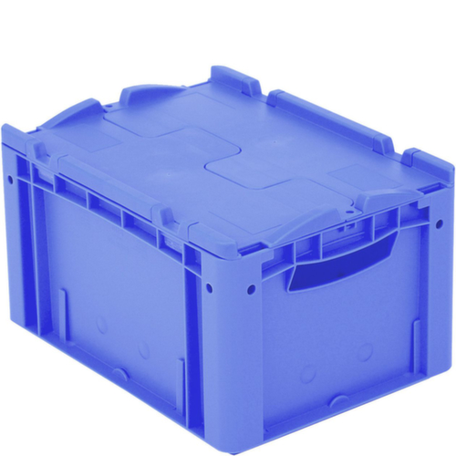 BITO Bac gerbable norme Europe, bleu, capacité 21 l, Couvercle à charnière en 2 parties