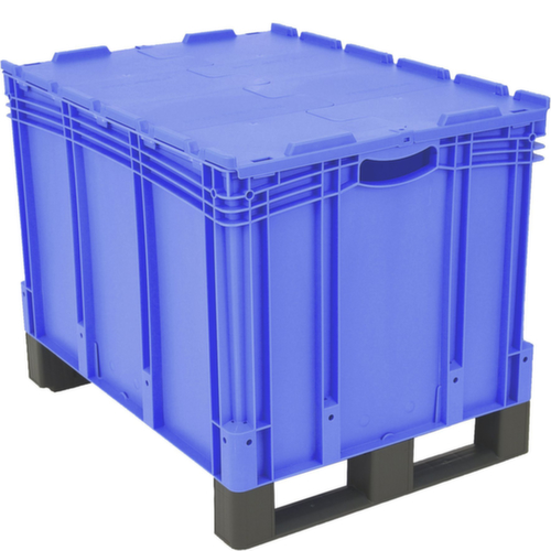 BITO Bac gerbable norme Europe à double fond, bleu, capacité 206 l, Couvercle à charnière en 2 parties