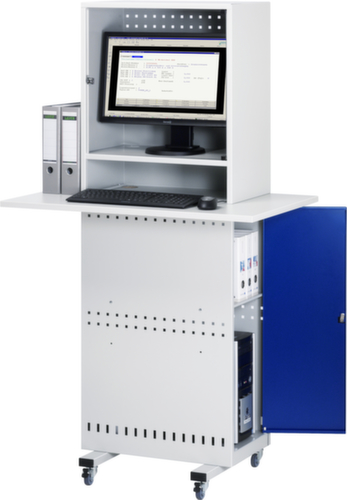 RAU Armoire pour PC mobiles Slim Line, RAL7035 gris clair/RAL5010 bleu gentiane