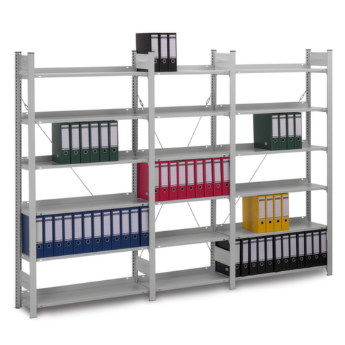 hofe Rayonnage sans boulons pour classeurs élément suivant, 5 tablettes, RAL7035 gris clair