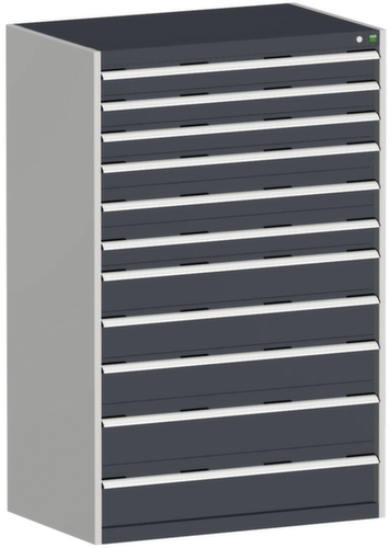 bott Armoire à tiroirs cubio surface de base 1050x650 mm, 11 tiroir(s), RAL7035 gris clair/RAL7016 gris anthracite