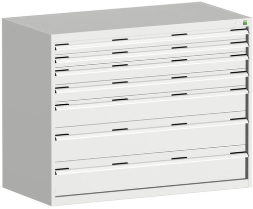 bott Armoire à tiroirs cubio surface de base 1300x650 mm, 7 tiroir(s), RAL7035 gris clair/RAL7035 gris clair