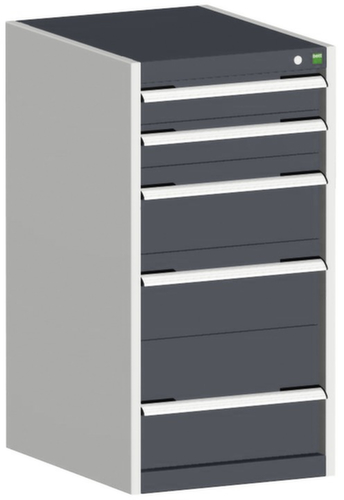 bott Armoire à tiroirs cubio surface de base 525x525 mm, 5 tiroir(s), RAL7035 gris clair/RAL7016 gris anthracite