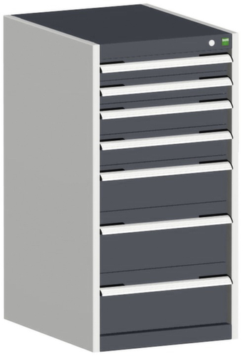 bott Armoire à tiroirs cubio surface de base 525x525 mm, 7 tiroir(s), RAL7035 gris clair/RAL7016 gris anthracite