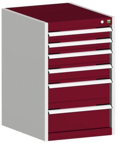 bott Armoire à tiroirs cubio surface de base 525x650 mm, 6 tiroir(s), RAL7035 gris clair/RAL3004 rouge pourpre