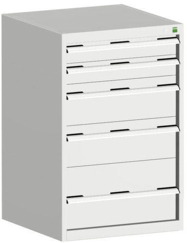 bott Armoire à tiroirs cubio surface de base 650x525 mm, 5 tiroir(s), RAL7035 gris clair/RAL7035 gris clair
