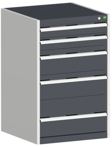 bott Armoire à tiroirs cubio surface de base 650x525 mm, 5 tiroir(s), RAL7035 gris clair/RAL7016 gris anthracite