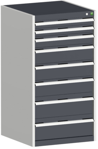 bott Armoire à tiroirs cubio surface de base 650x650 mm, 8 tiroir(s), RAL7035 gris clair/RAL7016 gris anthracite