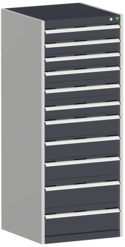 bott Armoire à tiroirs cubio surface de base 650x650 mm, 11 tiroir(s), RAL7035 gris clair/RAL7016 gris anthracite