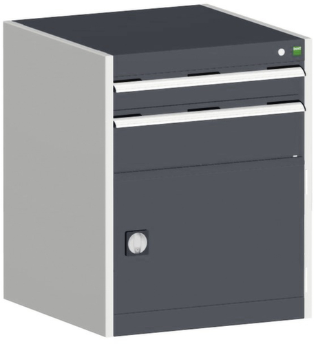 bott Armoire à tiroirs cubio surface de base 650x525 mm, 2 tiroir(s), RAL7035 gris clair/RAL7016 gris anthracite