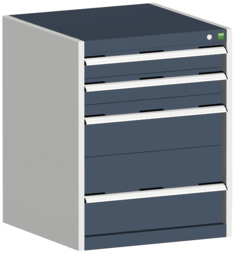 bott Armoire à tiroirs cubio surface de base 650x650 mm, 4 tiroir(s), RAL7035 gris clair/RAL7016 gris anthracite