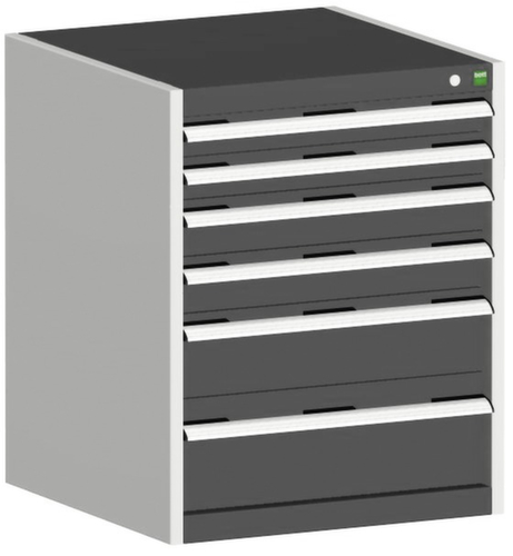 bott Armoire à tiroirs cubio surface de base 650x650 mm, 6 tiroir(s), RAL7035 gris clair/RAL7016 gris anthracite