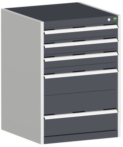 bott Armoire à tiroirs cubio surface de base 650x525 mm, 5 tiroir(s), RAL7035 gris clair/RAL7016 gris anthracite