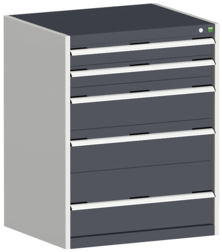 bott Armoire à tiroirs cubio surface de base 800x650 mm, 5 tiroir(s), RAL7035 gris clair/RAL7016 gris anthracite