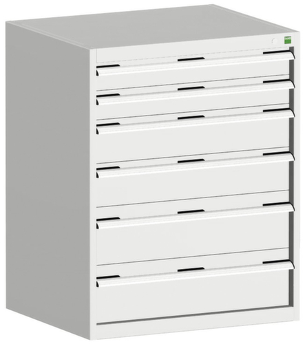 bott Armoire à tiroirs cubio surface de base 800x650 mm, 6 tiroir(s), RAL7035 gris clair/RAL7035 gris clair