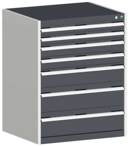 bott Armoire à tiroirs cubio surface de base 800x650 mm, 7 tiroir(s), RAL7035 gris clair/RAL7016 gris anthracite