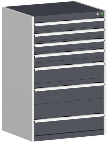 bott Armoire à tiroirs cubio surface de base 800x650 mm, 7 tiroir(s), RAL7035 gris clair/RAL7016 gris anthracite