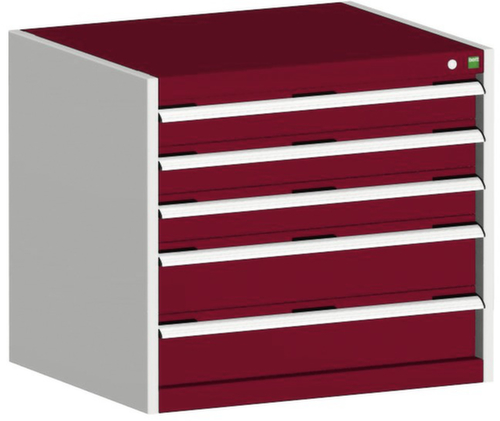bott Armoire à tiroirs cubio surface de base 800x525 mm, 5 tiroir(s), RAL7035 gris clair/RAL3004 rouge pourpre